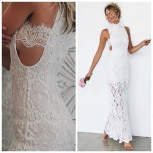 STONE COLD FOX WHITE LACE WEDDING BRIDAL DRESS